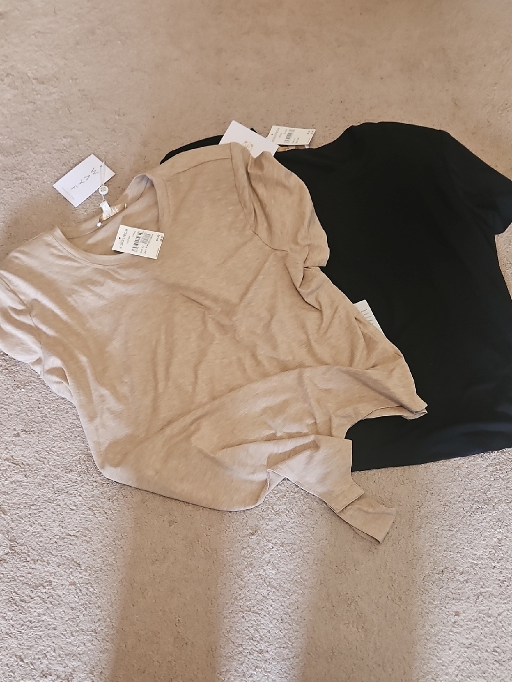 NWT Nordstrom WAYF Short Sleeve Crewneck Bodysuits  in Beige and Black